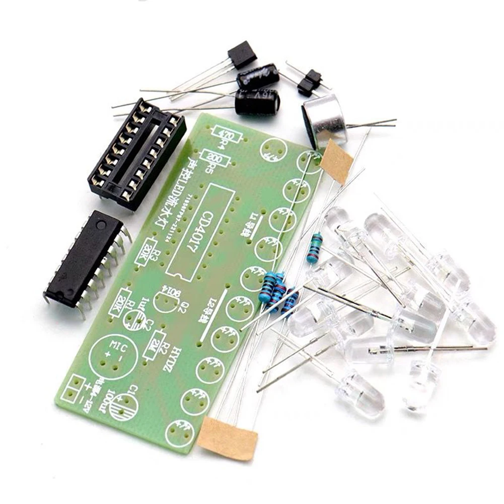 Voice Activated LED Water Light Kit CD4017 Color Light DIY Electronic Kit Teaching Training Module