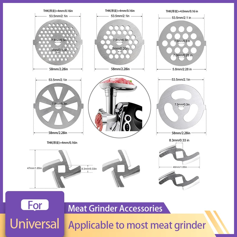Meat Grinder Plate Net Knife Meat Grinder Parts Stainless Steel Hole For Stand Mixer Meat Grinder Replacement accessories Parts