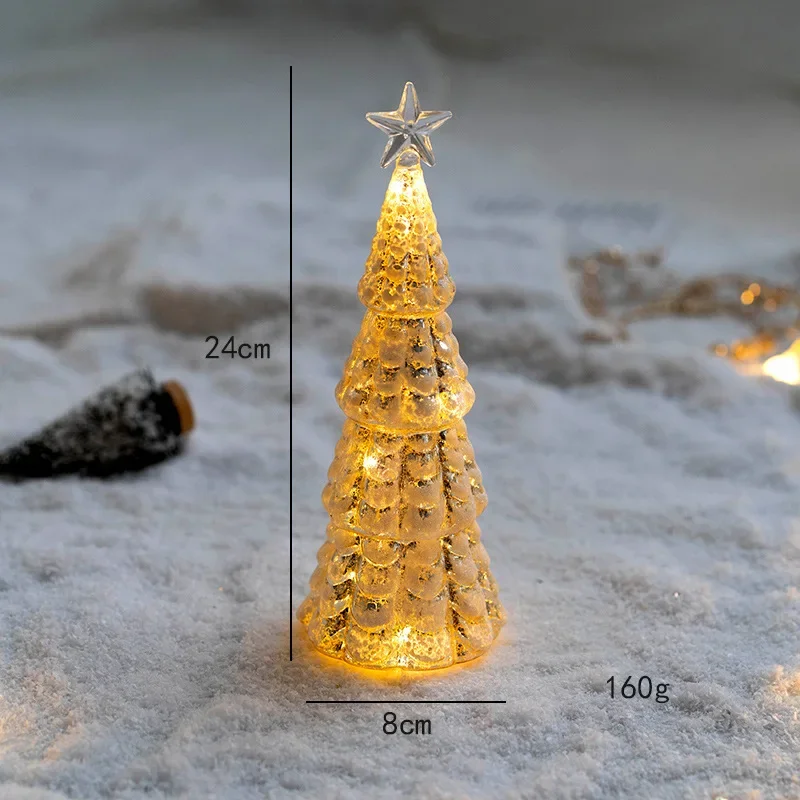 thumbnail image 1 of Adornos de árbol de Navidad de vidrio brillante, decoración luminosa de escritorio para el hogar, luz LED de noche, decoraciones para fiestas navideñas, festivales, regalo para niños, 1 of 5