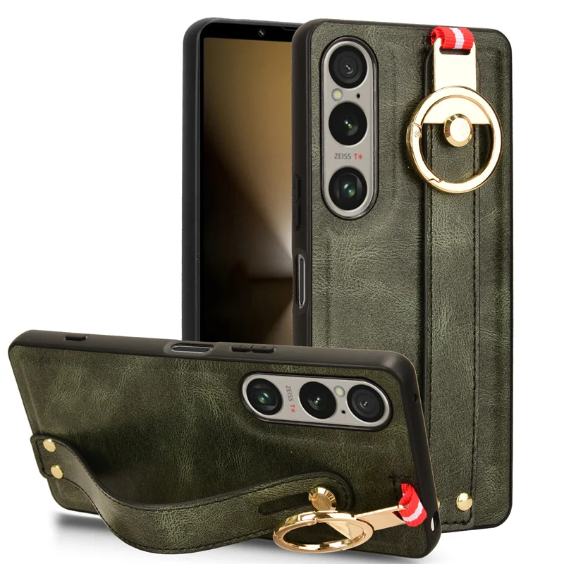 Luxury Leather Wristband Stand Case with Ring Opener