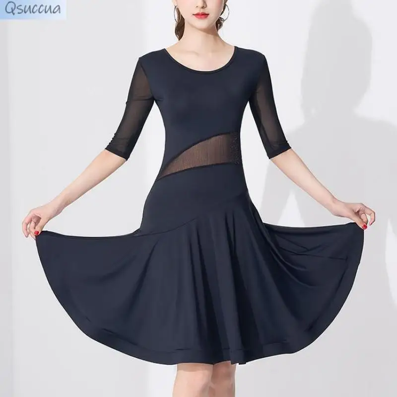 

Fashion New 2023 Latin Dance Dress High-End Competition Performance Practice Suit Round Neck Pullover Women