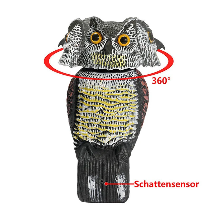 Description Picture 2 of itemOutdoor Bird Scarer Plastic Owl Scarecrow Rotating Head Owl Prowler Decoy Pest Repellent Pest Control Garden Protector Ornaments