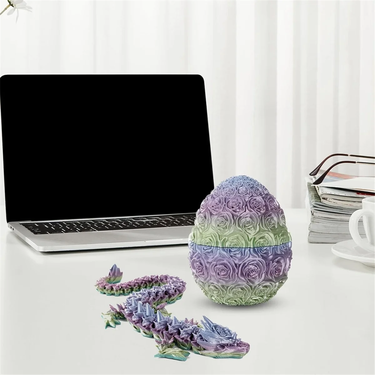 Mother'S Day Gift - 3D Printed Rose Dragon Egg, Rose Dragon Egg Gift for Mom, Articulated Dragon Crystal Dragon Egg 6
