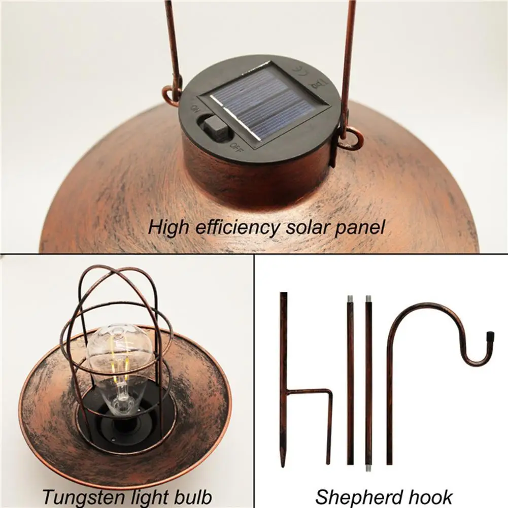 Hanging Solar Lights Lantern Lamp With Hook Waterproof Solar Pathway Lights Landscape Lighting for Garden Outdoor Pathway 4