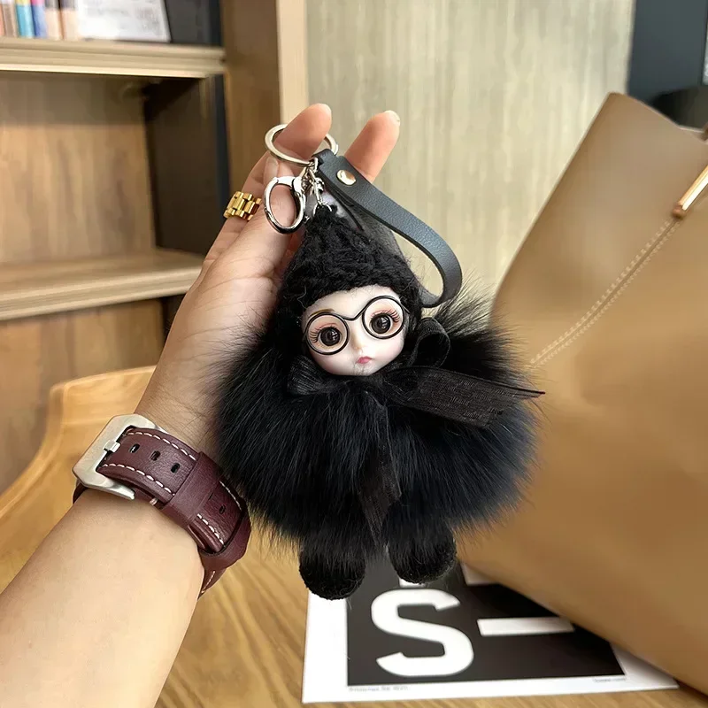 Portachiavi Con Pompon In Pelliccia Di Volpe – 9 Cm – Morbido E Soffice – Per Zaino, Borsa E Chiavi Auto - 4
