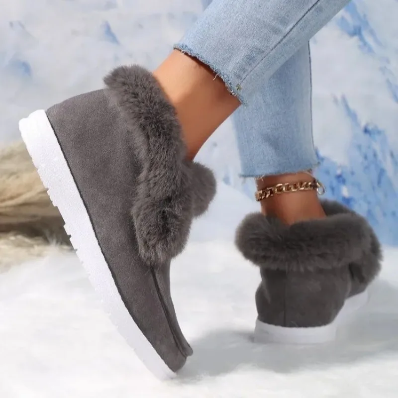 2023 Autumn and Winter New Foreign Trade Large Size Solid Color Suede Plus Fleece Sleeve Feet Comfortable Cotton Shoes