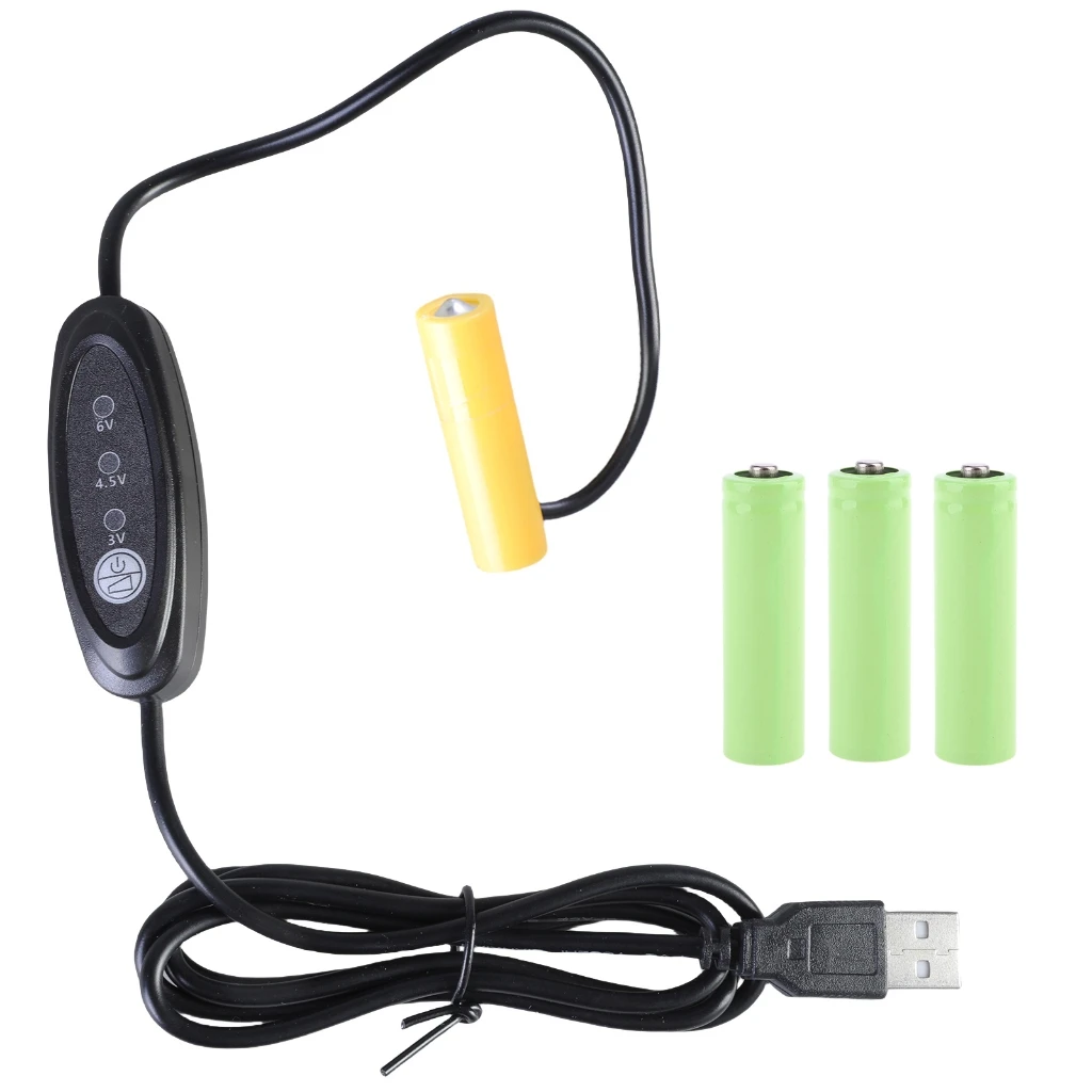 USB AA Battery Eliminators Cable 5V 2A to 3V 4.5V 6V 5W AA LR6 Power Supply Converter for LED Lights and Toys Remote
