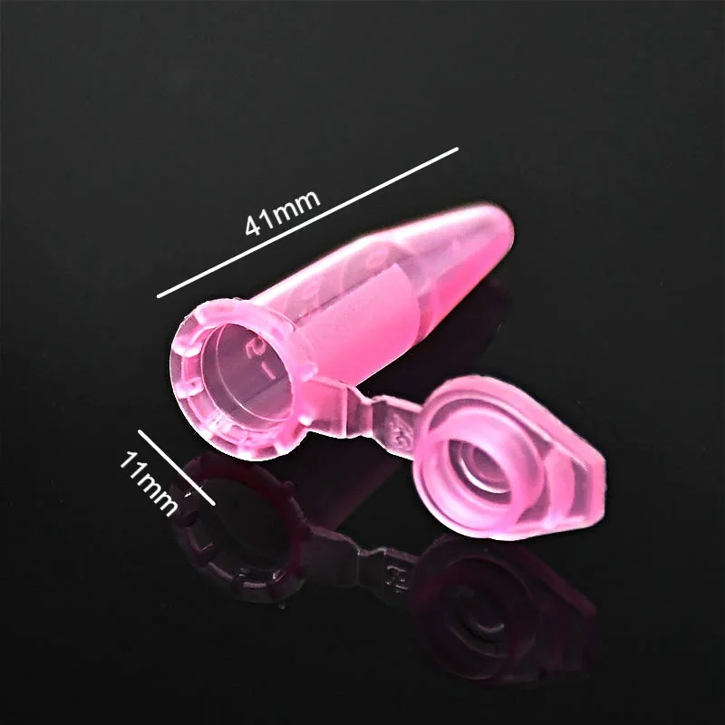 Microtubes Centrifuge Tube 1.5ml Laboratory Centrifugal PCR Tube Bottom Tip Pink Color with Scale Locked Cover Pack of 500/PK