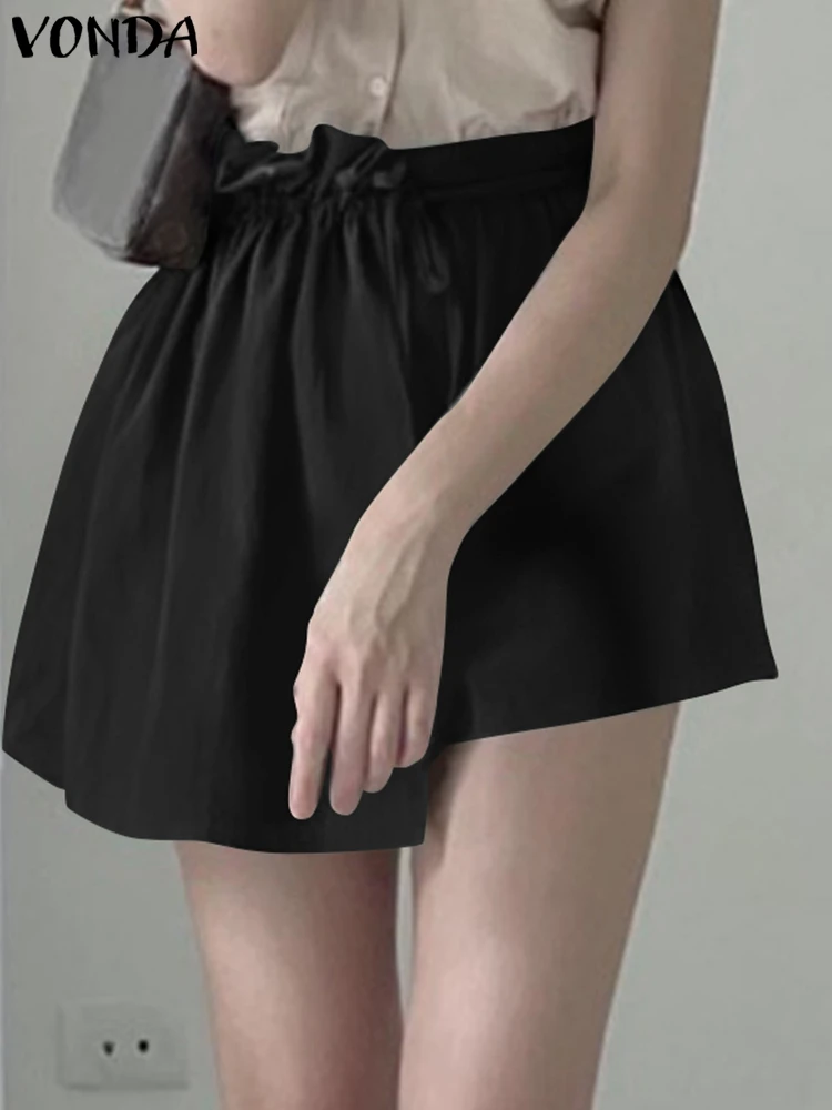 

VONDA Elegant Women Summer Shorts 2023 High Waist Short Pants Loose Casual Hot Pants Shorts Vintage Hosen Damen Trousers Female