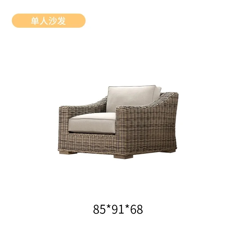 ספה יחידה לגינה בחוץ מבד רטן, כיסא ספה יחיד למרפסת, רהיטי גינה, כיסא סלעים, רהיטי רחוב