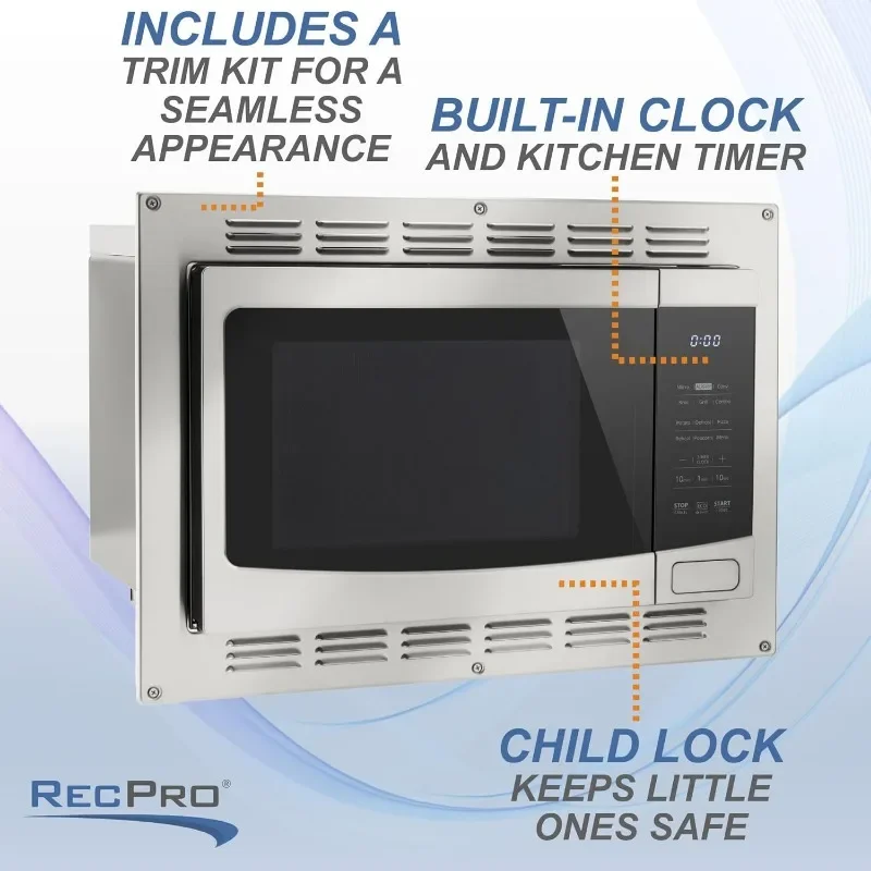 RecPro RV Kitchen Air Fryer & Convection Microwave with Trim Kit | 1.0 Cu. Ft. | 120V | 6 Cooking Modes (Stainless Steel) 3