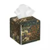 Custom William Morris Woodpecker In Fruit Tree Tissue Box Holder Birds Rabbits Floral PU Leather Facial Tissue Box Cover for Car 1