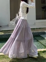 2025 Spring and Summer New pleated A-line skirt in the long high waist thin gauze skirt  Lady Girl Skirt Chic Elegant Long Skirt - Image 2