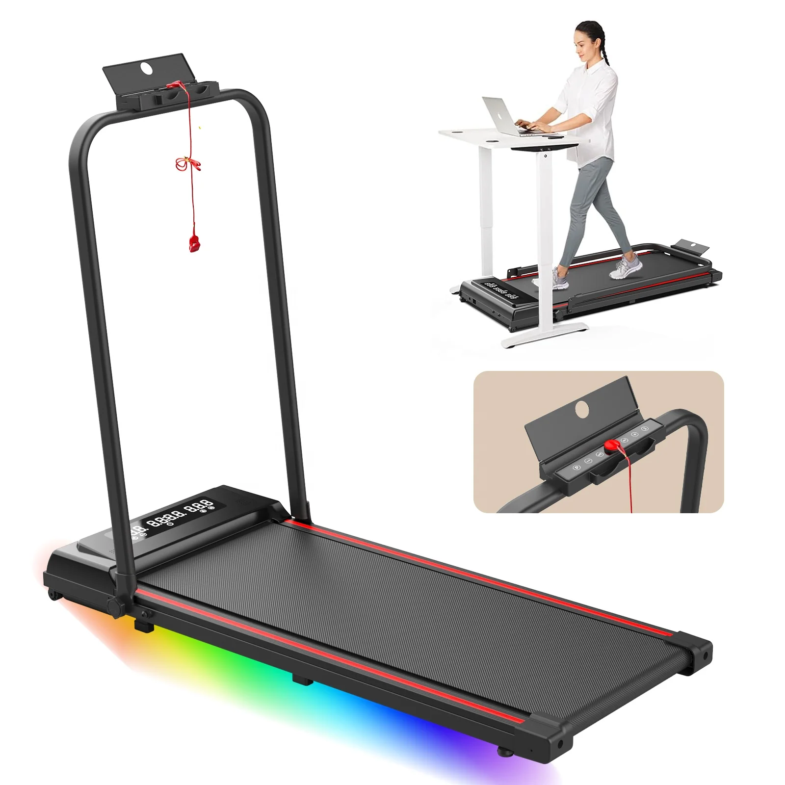 Folding Portable Walking Pad Mini Under Desk Treadmill Machine Running Fitness Manual Electric GYM For Home