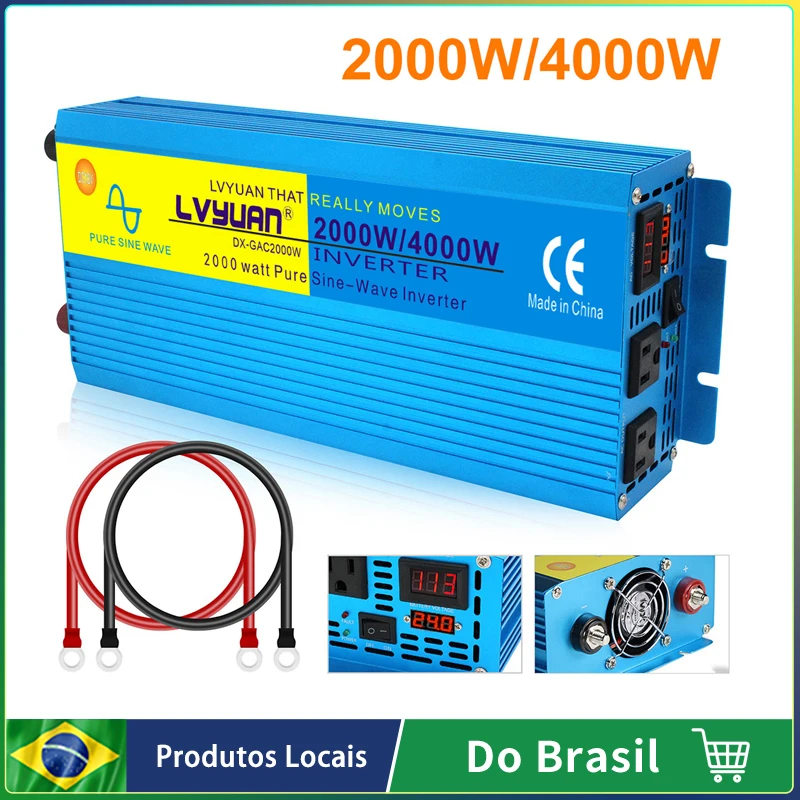 2000/3000/4000W Onda Sinusoidale Pura Dc 12V 24V A Ac 110V Convertitore Di Alimentazione Convertitore A Doppia Presa Inverter Solare Per Auto