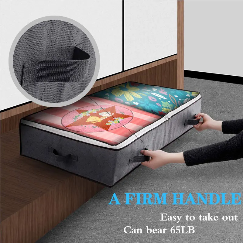 Foldable Underbed Bag -Blanket Clothes Quilt Organizer Breathable Zipper Storage Bag for Bedroom 2