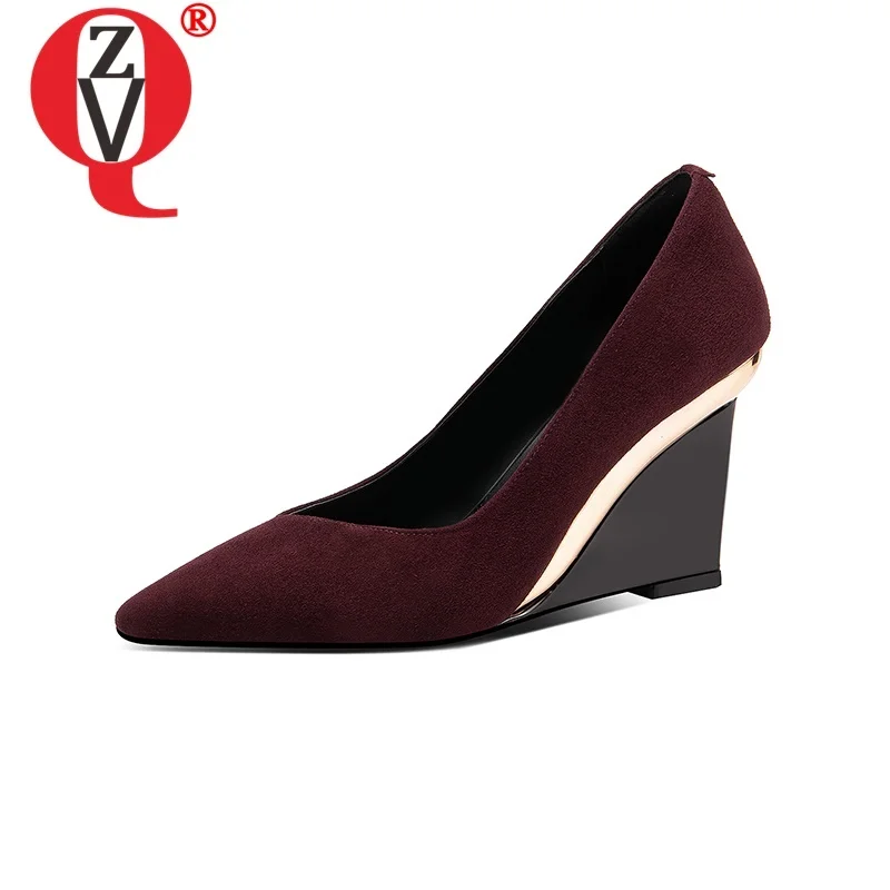 

ZVQ Fashion Sexy Pumps Ladies Pointed Toe Real Suede Matte Sheepskin Upper Ladies New Style Party Shoes Office Ladies Pumps
