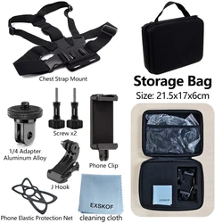 Universal Action Camera Chest Strap Mount Harness - With Storage Bag Kit