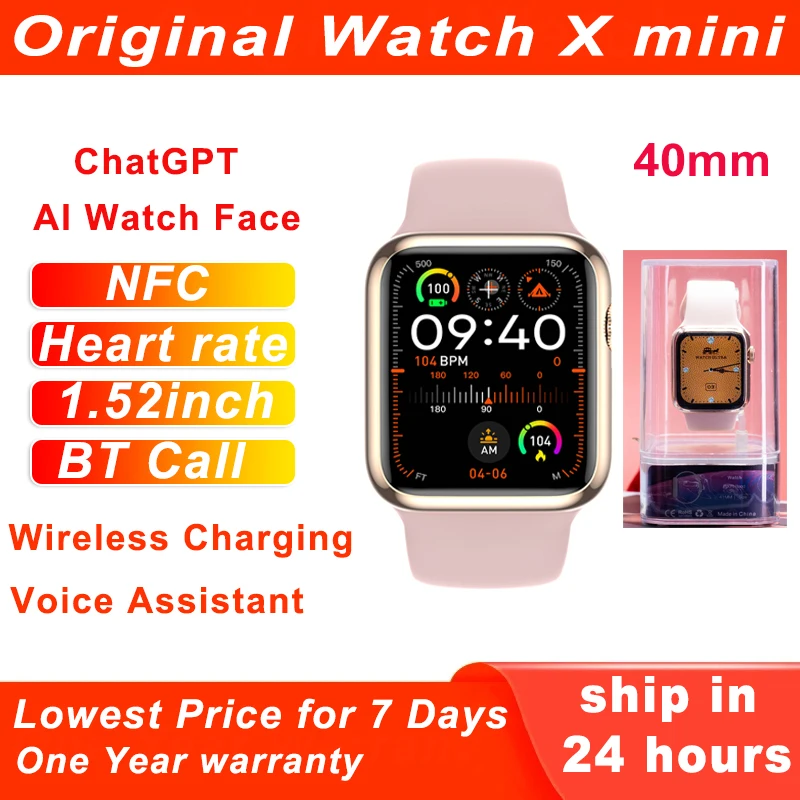Microwear Watch X mini 스마트 워치 남녀공용 소형 스마트워치, ChatGPT, 나침반 NFC, BT 통화, GPS 추적기, IP68 워치 9, 40mm, 1.52 인치