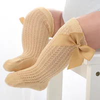 0-3Y Baby Girl Hollow Socks Toddler Big Bow Cotton Summer Mesh Infant Knee Socks Newborn Long Princess Socks For Girls 1
