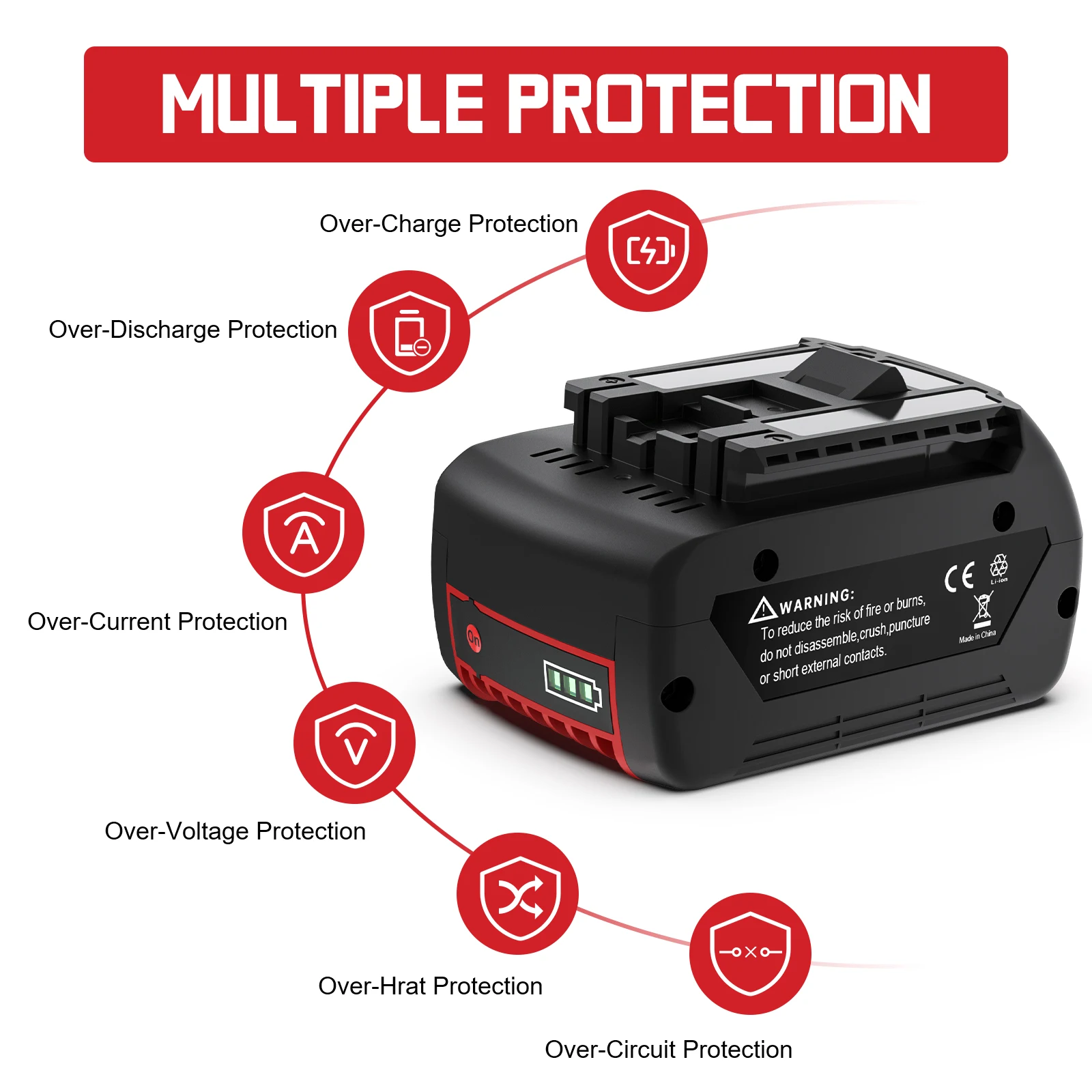 For Bosch 18V Battery For Bosch Professional Tools Rechargeable