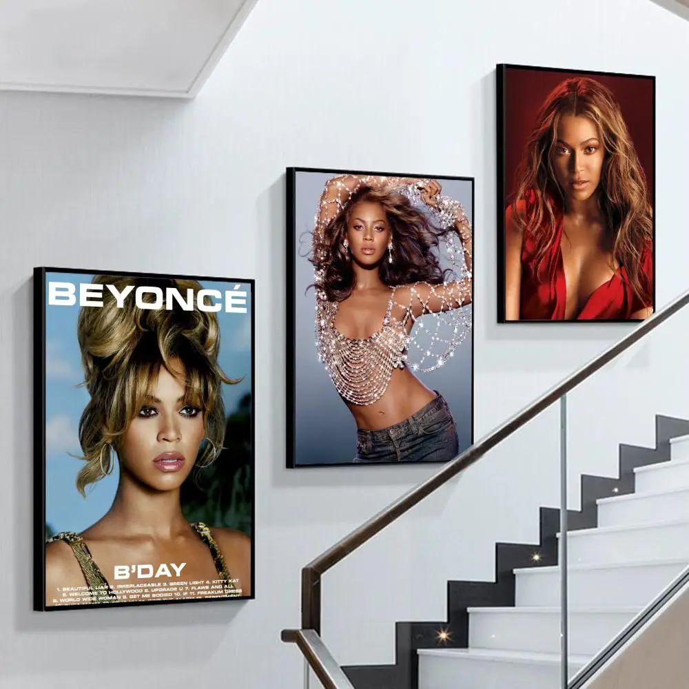 

Retro B-Beyonce singer Poster Self-adhesive Art Poster Retro Kraft Paper Sticker DIY Room Bar Cafe Vintage Decorative Painting