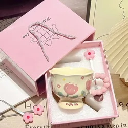 Elegant Tulip Ceramic Flower Mug Gift Set - 301 - 400ml (45)