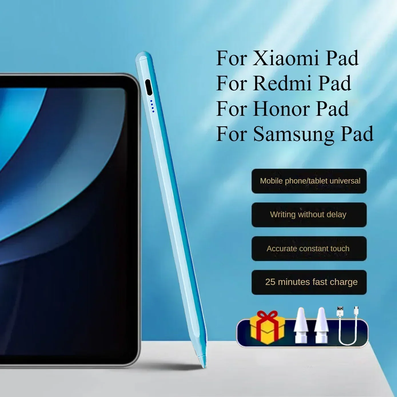 ל-Xiaomi Pad 6 עט סטיילוס ל-Samsung Pad ללא דחיסת כף יד, ל-Honor Redmi Pad עט לכל טלפון טאבלט אנדרואיד