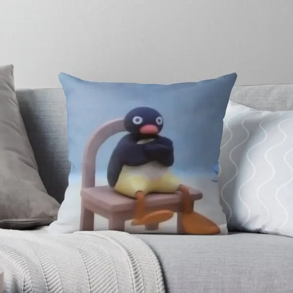 

Angry Pingu Printing Throw Pillow Cover Fashion Cushion Case Anime Comfort Sofa Car Fashion Bed Pillows not include One Side