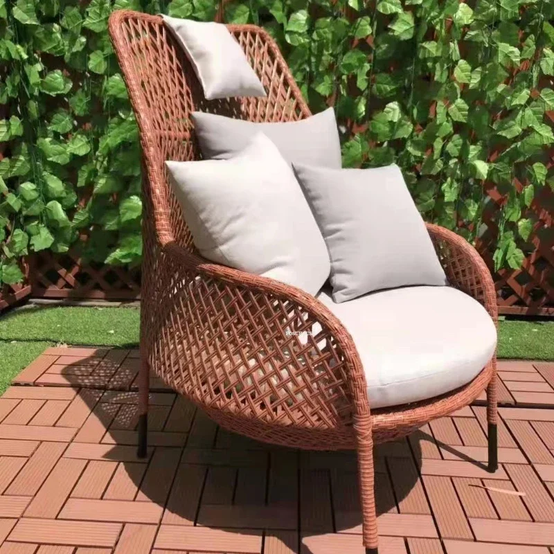 Outdoor Furniture Garden Sofas Courtyard Single Sofa Chair Leisure Outdoor Garden Furniture Rattan Backrest Armchair Sofa