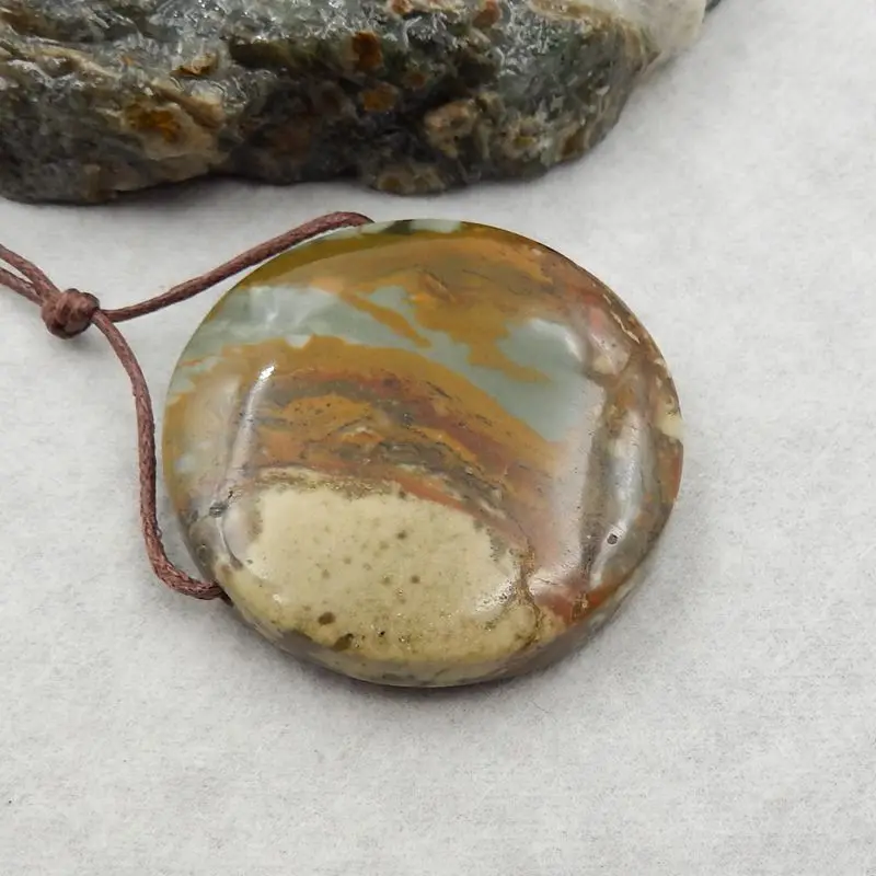 Natural Stone Us Biggs Jasper Gemstone DIY Jewelry Making Pendant Bead For Necklace Accessories 40x40x10mm 27g