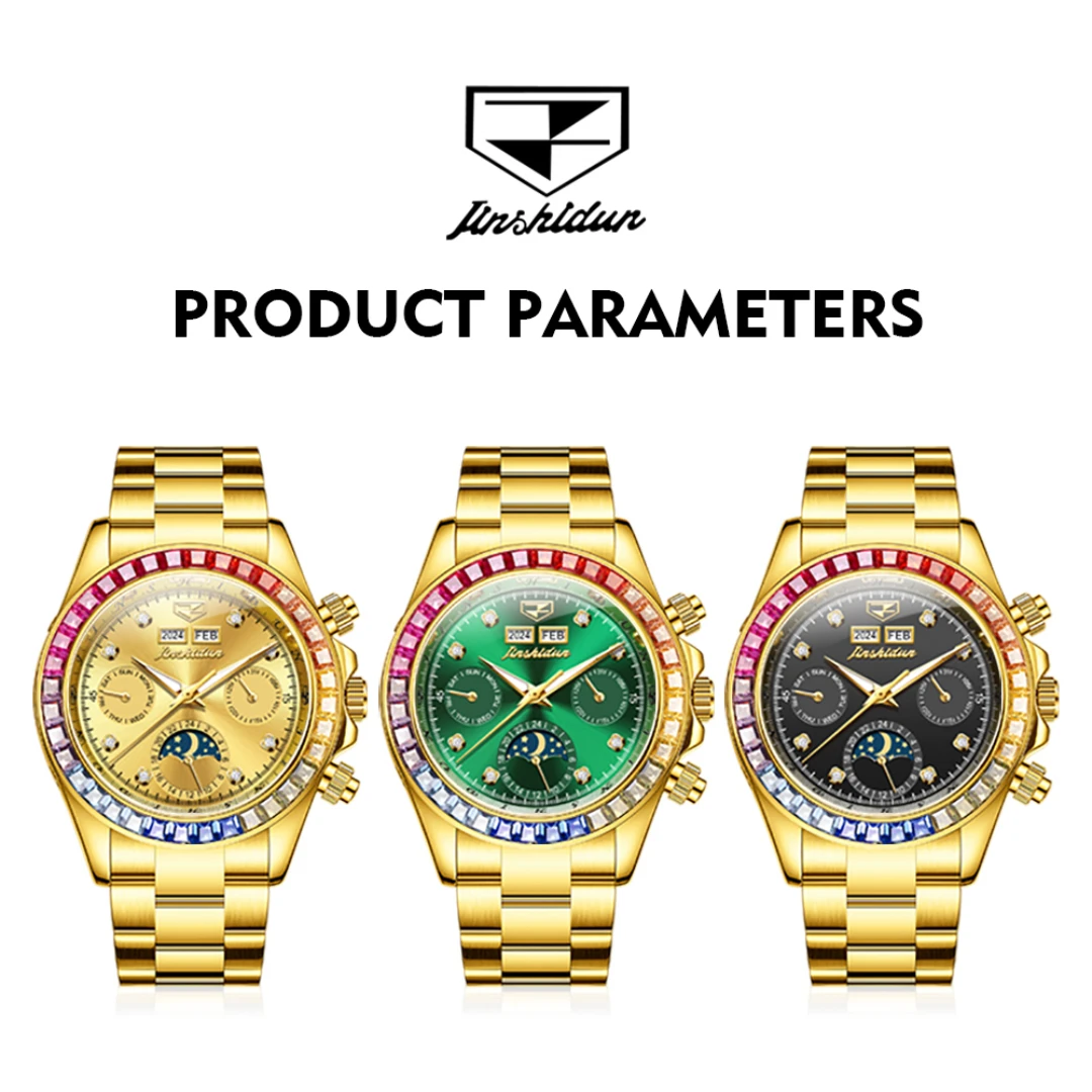 JSDUN 8974 Fashion Mechanical Watch Gift Stainless Steel Watchband Round-dial Wristwatch