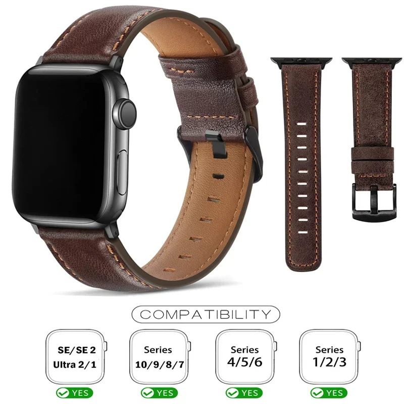 Vintage Luxury Leather Watch Strap