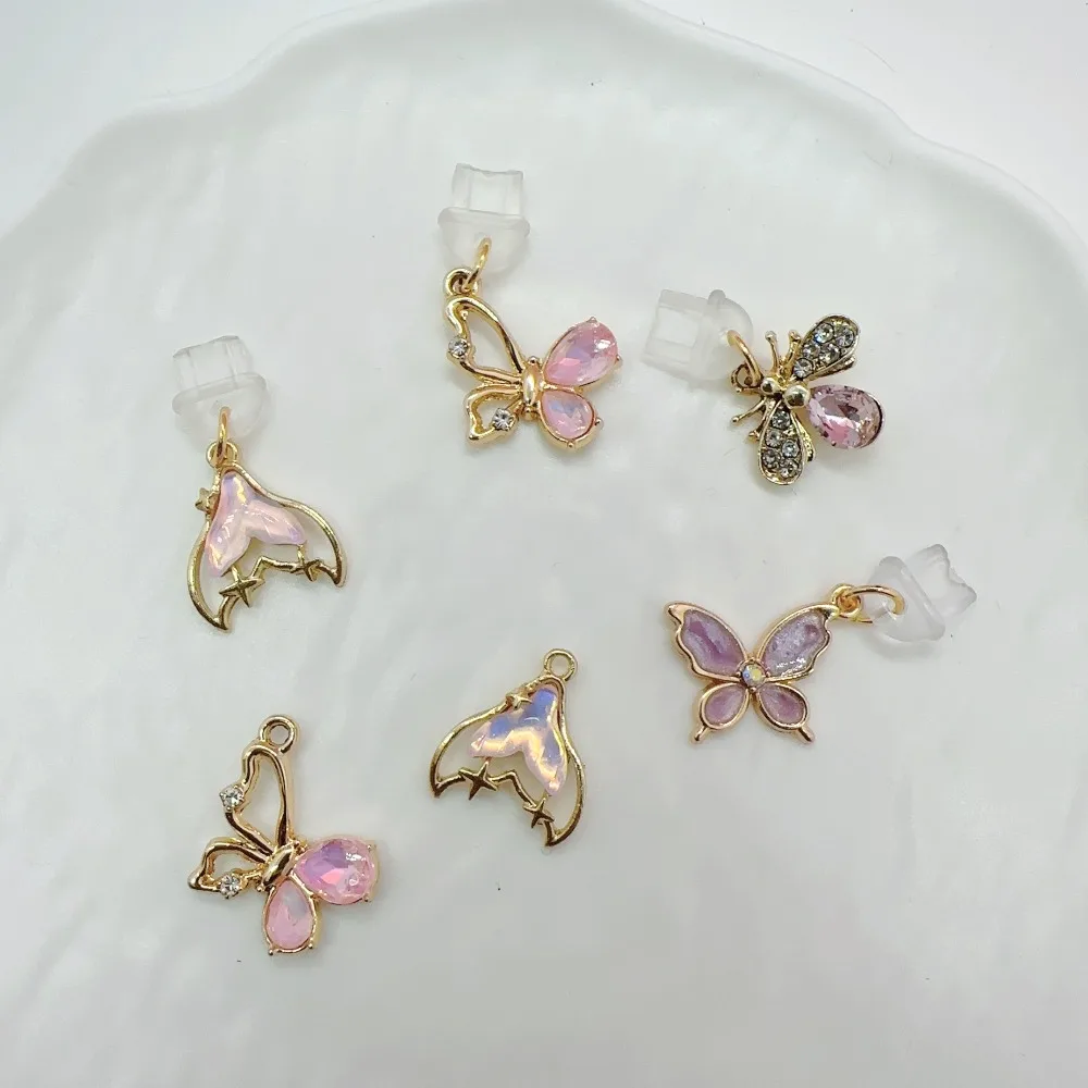 아이폰 및 아이패드용 모바일 폰 먼지 플러그 타입 C 충전 포트 합금 귀걸이 목걸이 쥬얼리 DIY 액세서리 펜던트