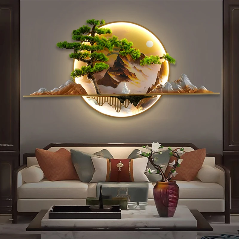 현대 중국 그림 스콘스 LED 창의적인 풍경 3D 그림 램프, 홈 장식, 거실, 서재, 침실 벽 램프 그림