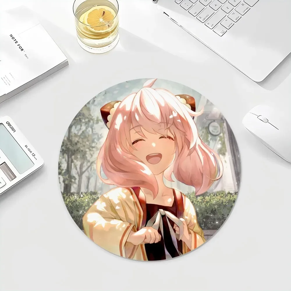 Anime Spy X Family Anti-Slip Round Kawaii Cartoon Anime Gaming Mouse Pad Keyboard Mouse Mats Deskpad Girls for Teen Bedroom 5