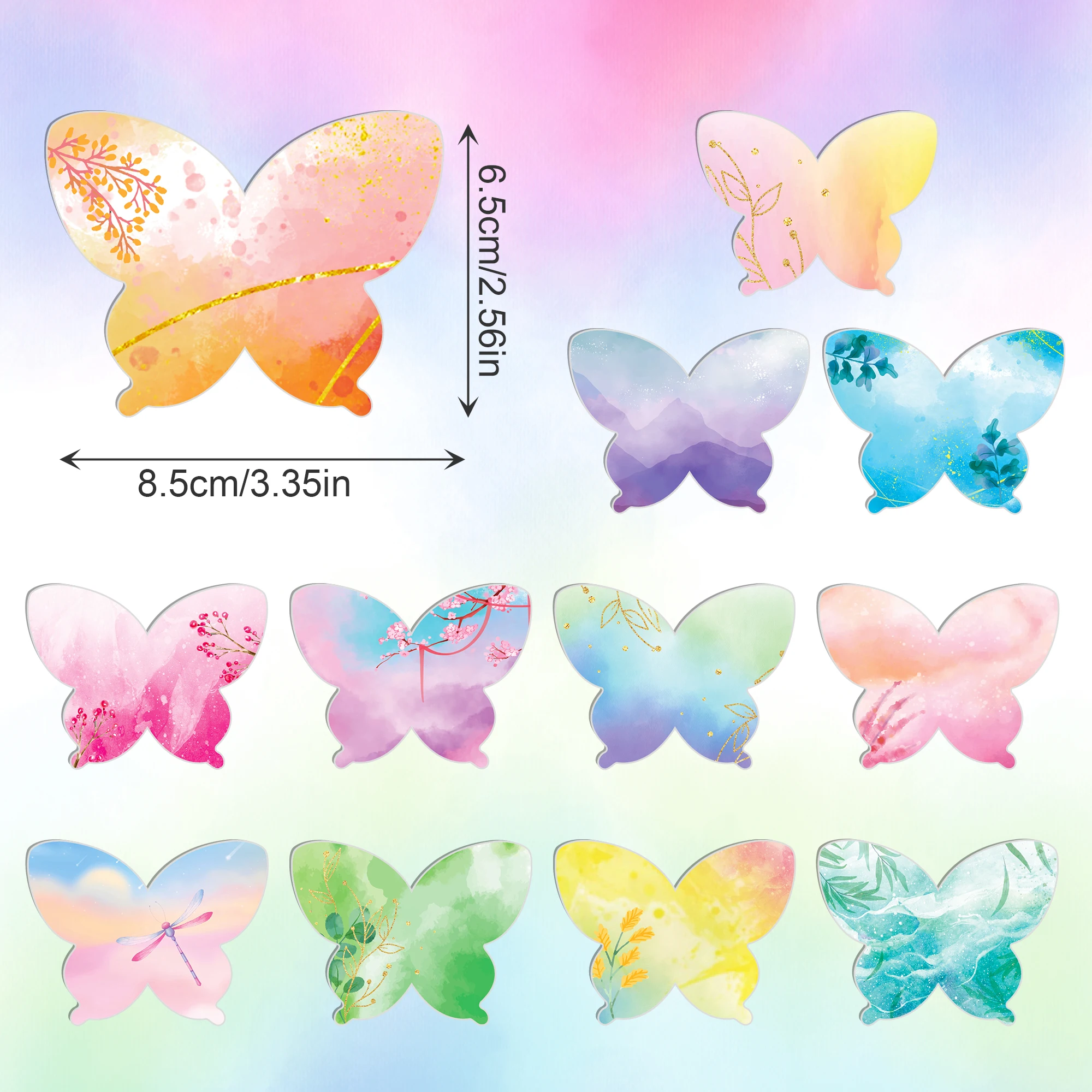 Butterfly Shaped Sticky Notes Set, Cute Self-Stick Notes Pads, Writing Memo Pads for Office Home 6