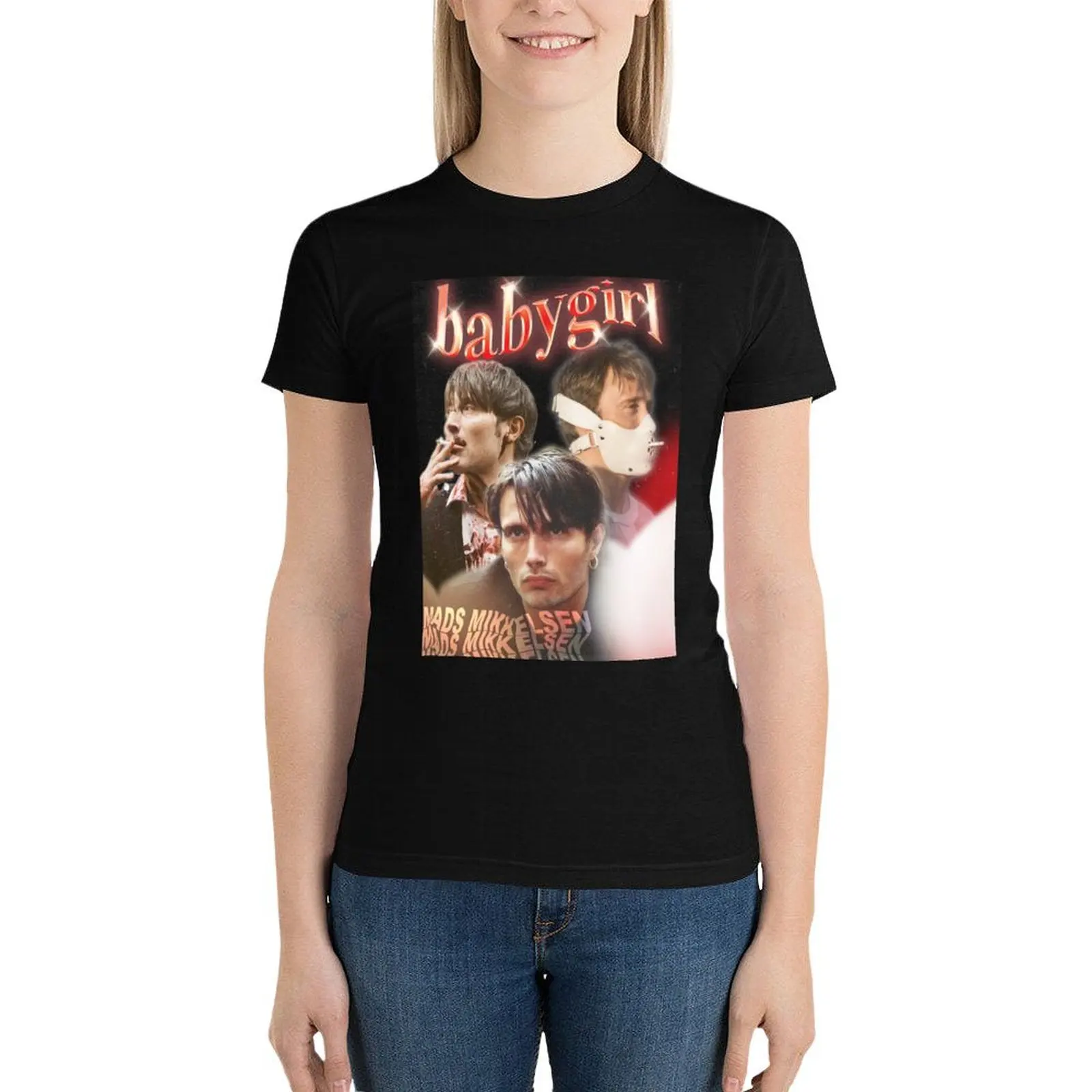 

Mads Mikkelsen Babygirl T-Shirt aesthetic clothes Blouse funny workout shirts for Women loose fit