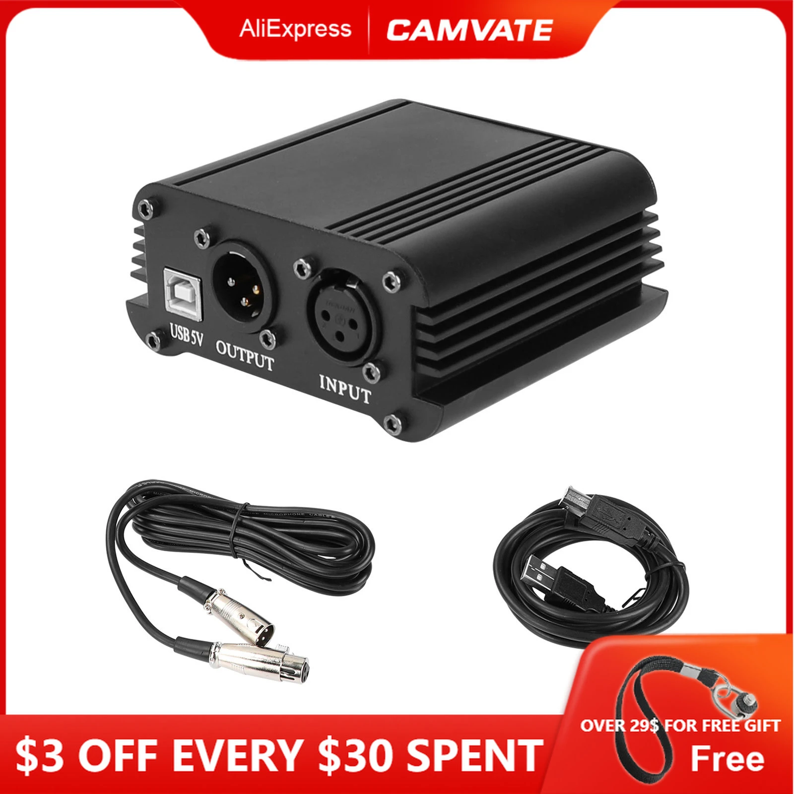 Camvate Bm 800 Condenser Microphone 48v Phantom Power Supply With