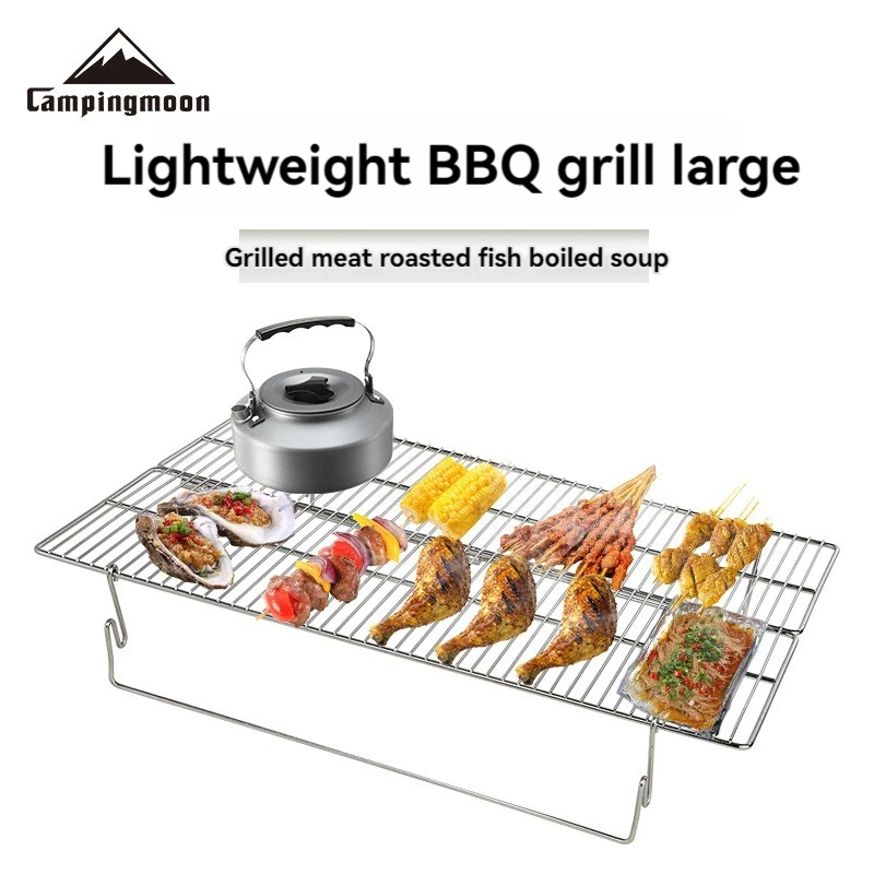 CAMPINGMOON MT-3-W Barbecue Grill Outdoor Barbecue Camping Equipment Stainless Steel Folding Lightweight Barbecue Net