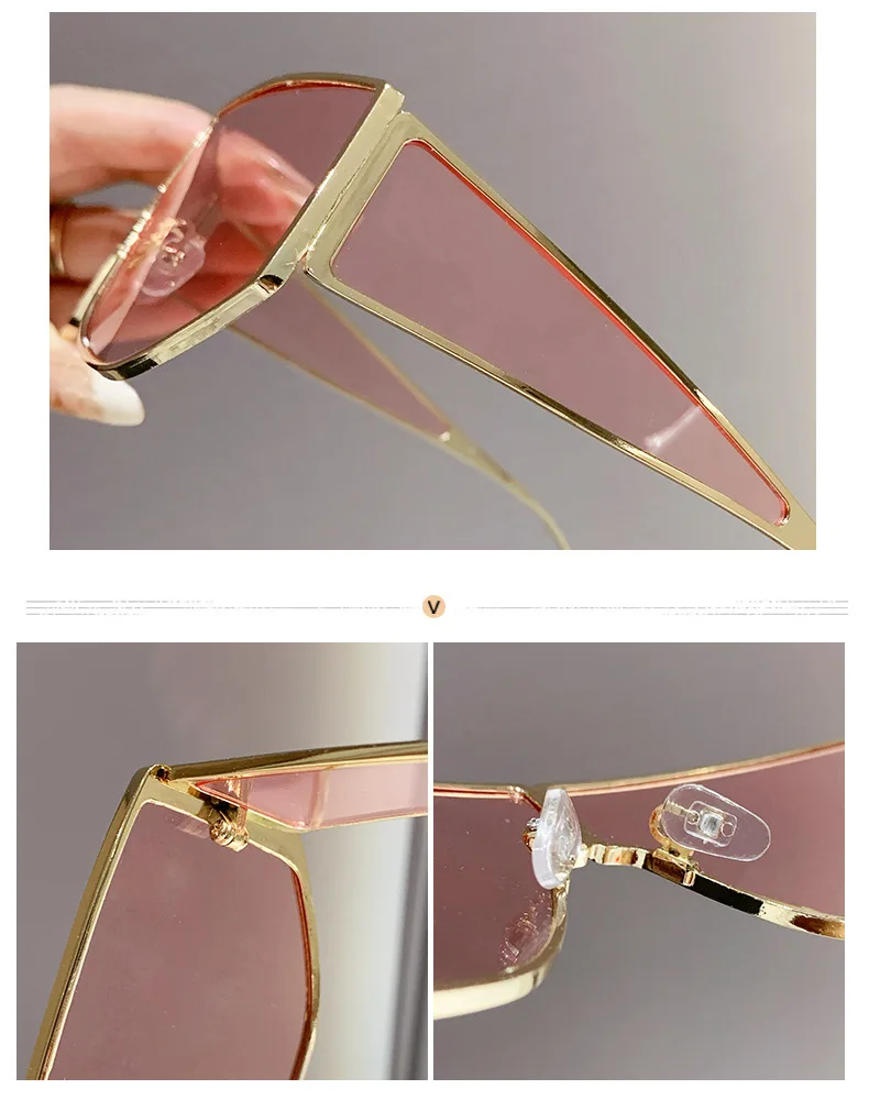 Einteilige quadratische 2YK-Sonnenbrille für Damen, neue Mode, Legierung, breites Bein, Farbverlauf, Fahrsonnenbrille, Herren, Punk, Outdoor-Brillen, UV400 – Detail 14