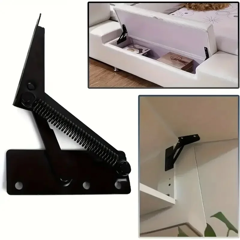 1 Pair 80 Degree Foldable Lifting Bracket Cabinets Sofa Hinge Lifter Furniture Storage Support Hinges Spring Standing Rack Hinge