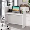 Reception Desk with Light, 55-Inch Front Desk with Cable Grommets, Modern Retail Counter Table for Salon, Lobby, Shop 4