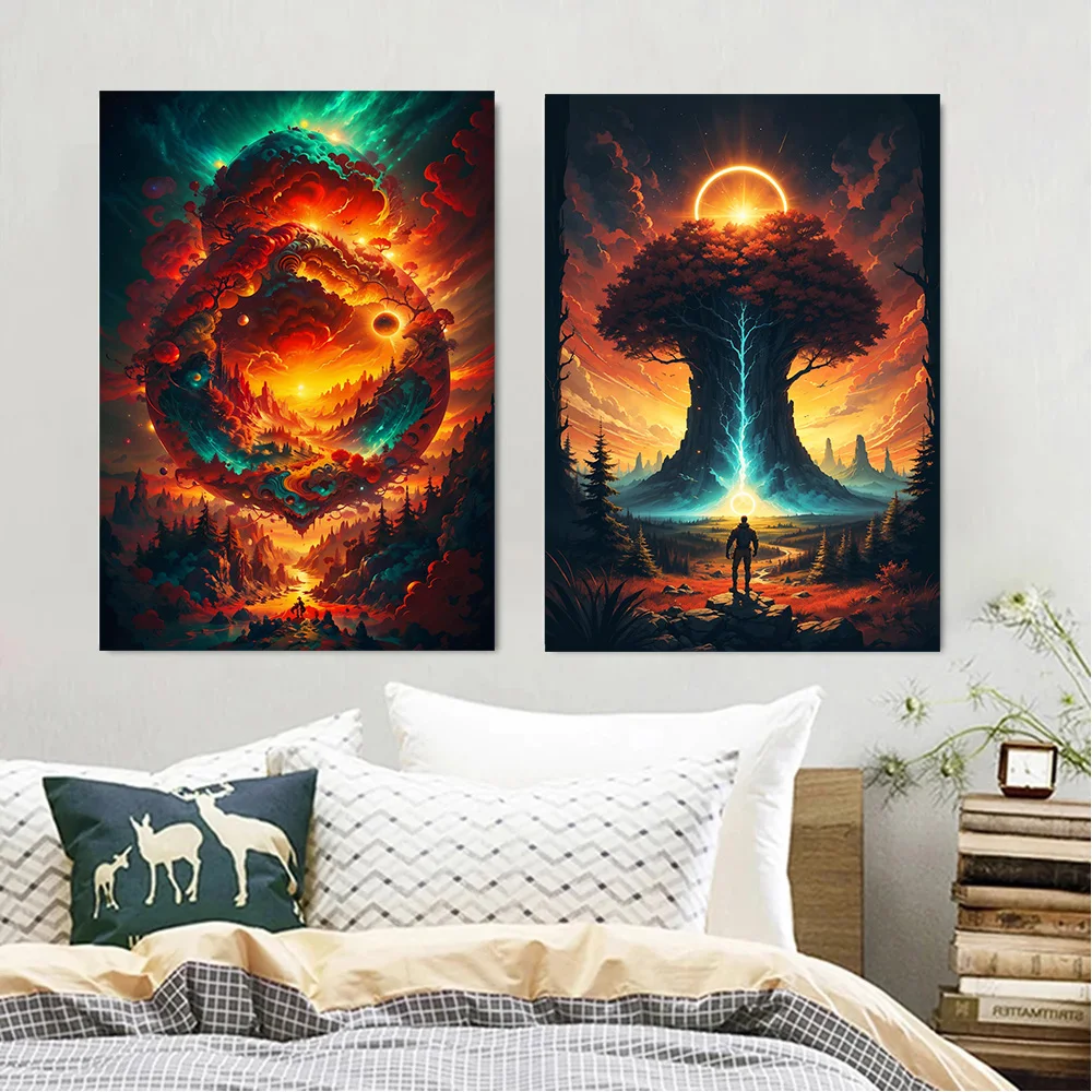 

Looking Starry Sky Abstract Poster And Prints Mysterious Universe Wall Art Canvas Painting For Living Room Bedroom Home Decor