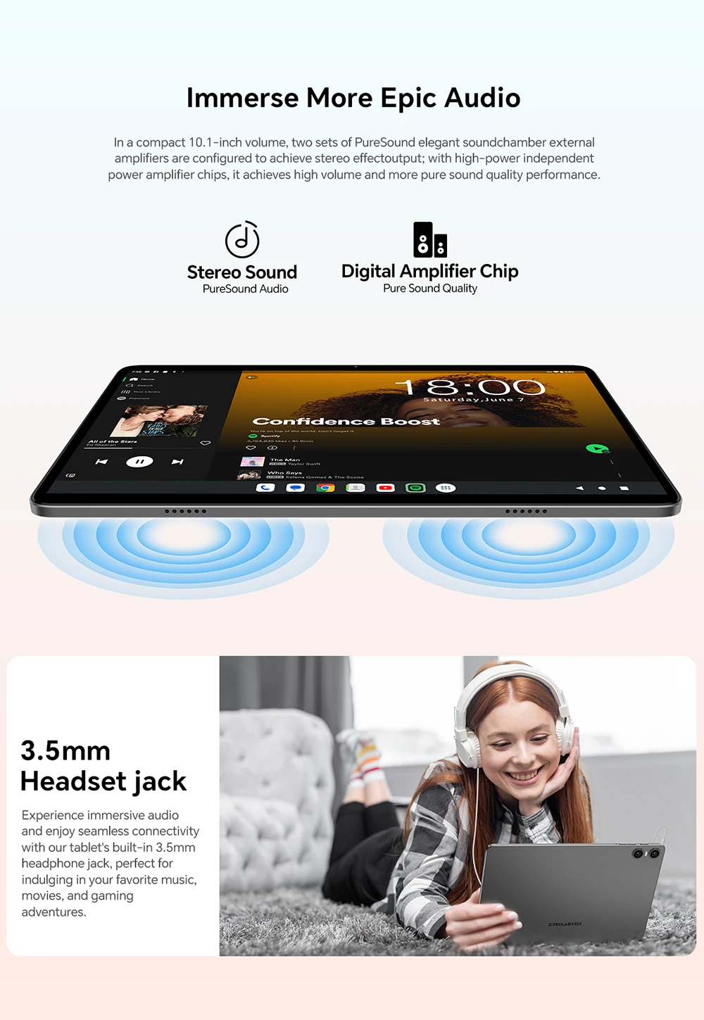 Tablet posizionato sul supporto integrato