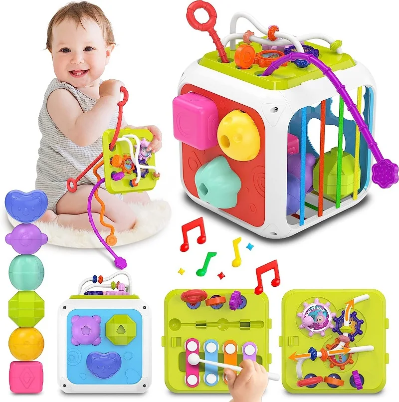 Juguetes para bebés 7 en 1, clasificador de formas sensoriales de 0, 6 y 12  meses, juguete de cuerda de tracción, juguetes educativos Montessori para  niños, juego de 1, 2 y 3 años - AliExpress