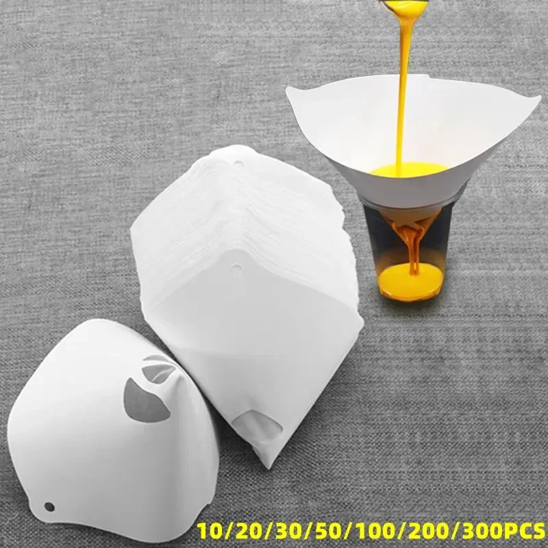 10/100Pcs Disposable Car Paint Spray Mesh Filter Paper For Purifying Straining Nylon Funnel