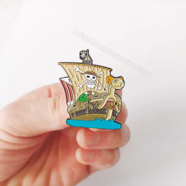 Anime One Piece Going Merry Pirate Ship Cartoon Metal Enamel Badge Brooch  Pin