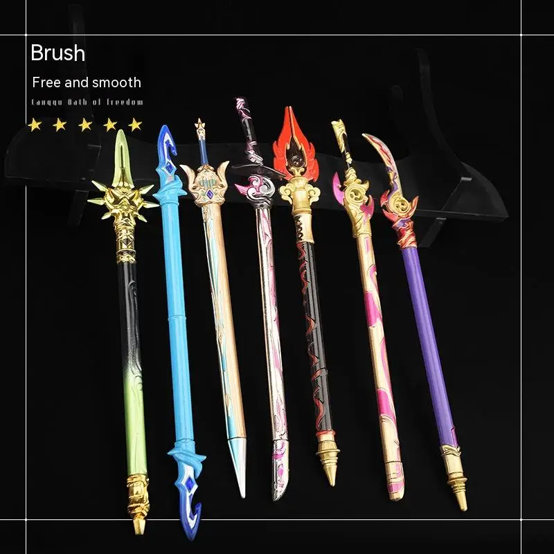 New Anime Genshin Impact 0.35mm Sword Pen Game Metal Desk Accessories Toy Girls Boys Gifts Room Home Decor Cosplay Stationery genshin impact surrounding game anime metal bookmark