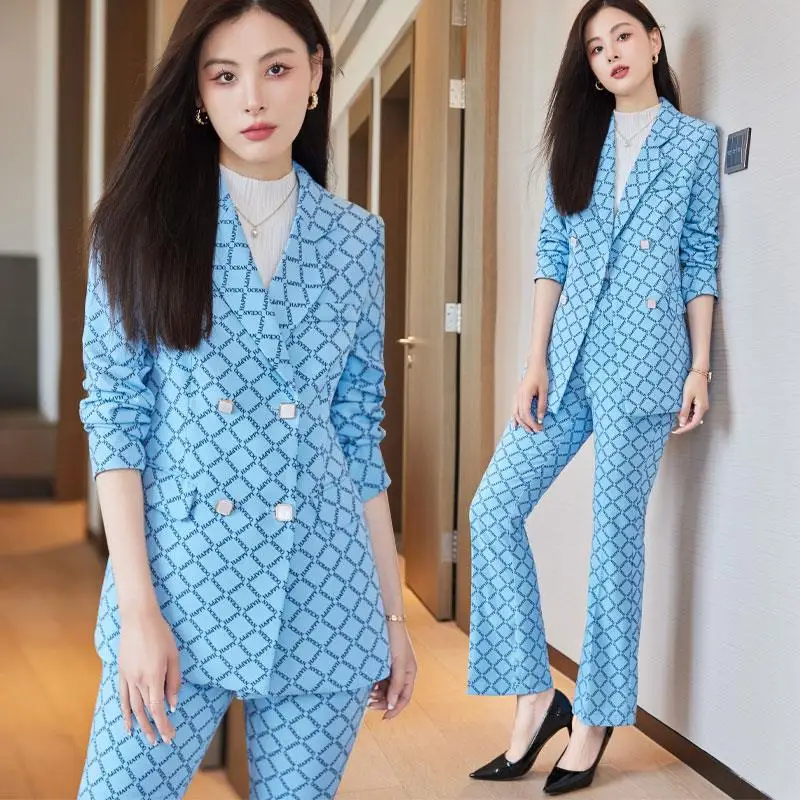 

Jacquard Long Sleeve Suit Suit Suit Coat & Trousers Temperament Twinset Spring and Autumn New Top Fashion Suit